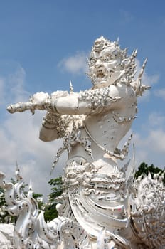 Famous landmark of White Temple in Chiang Rai, Thailand