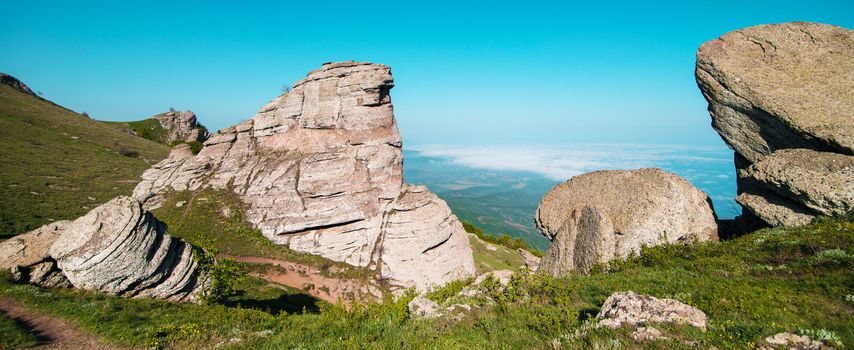 panorama view of the mountains and rocks