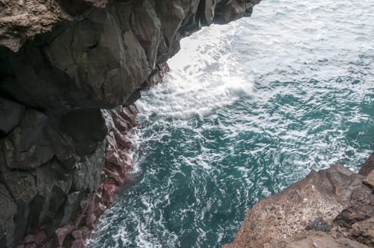 hotbeds of Lanzarote where the water hits the rocks strongly