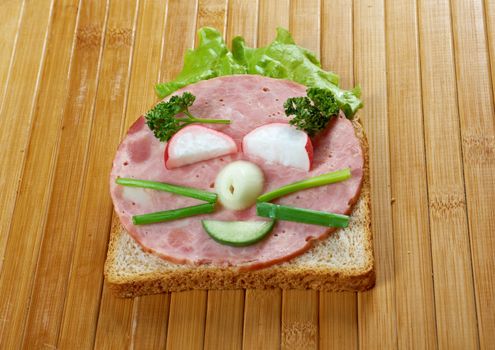 funny sandwich . breakfast for child