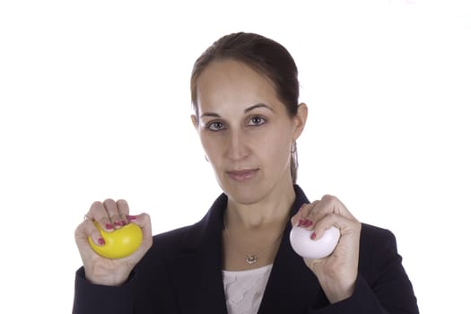 Business woman with stress balls