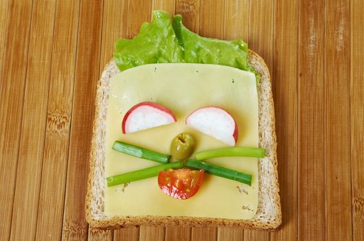 funny sandwich . breakfast for child