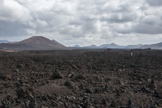 alien landscape of Lanzarote where we observe the stone desert