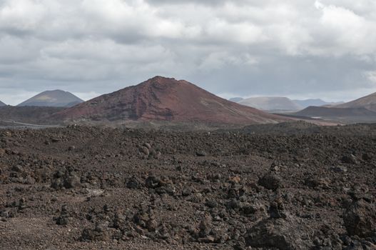 alien landscape of Lanzarote where we observe the stone desert