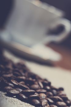 Coffee cup coffee beans background
