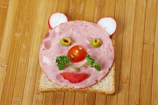 funny sandwich . breakfast for child