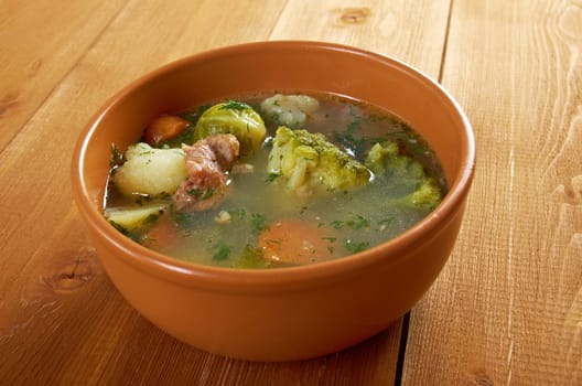 italian  farm-style country vegetables  soup with broccoli 