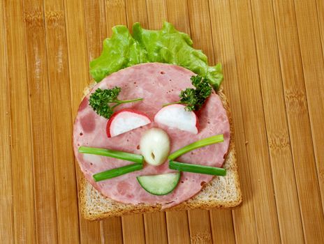 funny sandwich . breakfast for child