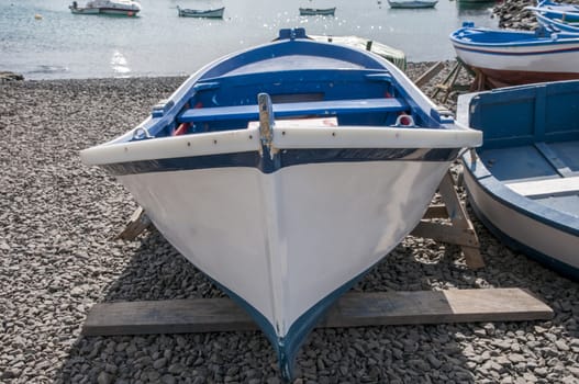 boats in the harbor parked and stored