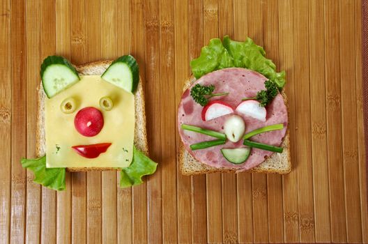 funny sandwich . breakfast for child