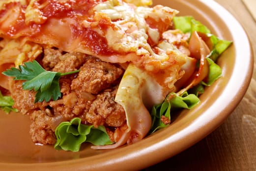 italian homemade Meat and Cheese lasagna .farm-style 