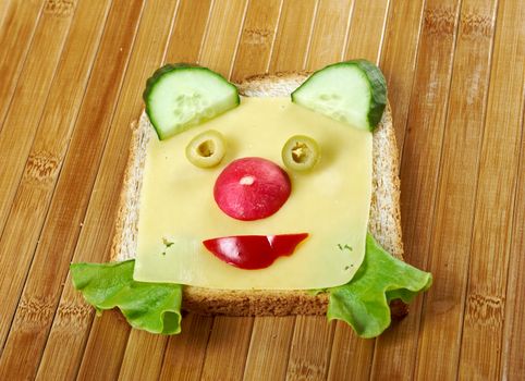 funny sandwich . breakfast for child