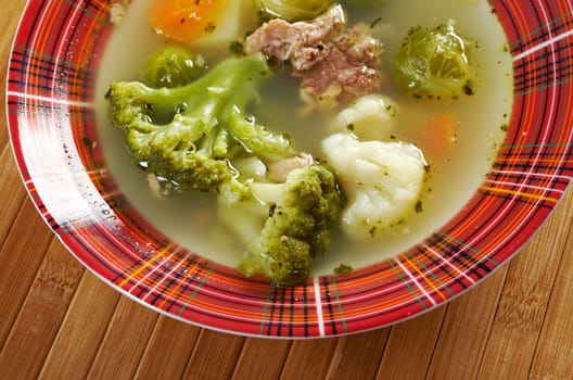 italian  farm-style country vegetables  soup with broccoli 