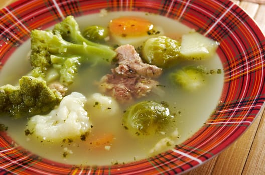 italian  farm-style country vegetables  soup with broccoli 