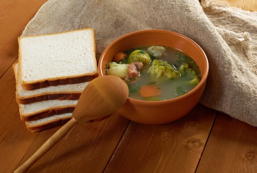 italian  farm-style country vegetables  soup with broccoli 