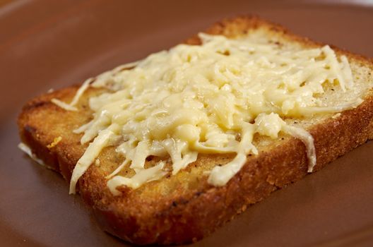 Cheese toast.Close up of toasted white bread in slices