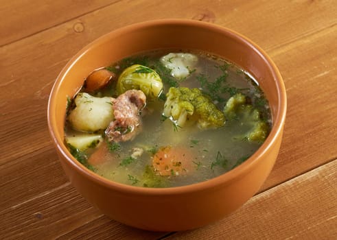 italian  farm-style country vegetables  soup with broccoli 