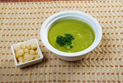 Creamy soup with broccoli.closeup