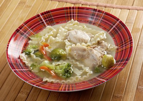 Chicken homemade  soup with noodle and vegetables