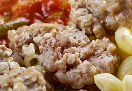 Italian pasta cavatappi and beef ,vegetable  tomato sauce