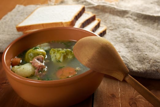 italian  farm-style country vegetables  soup with broccoli 