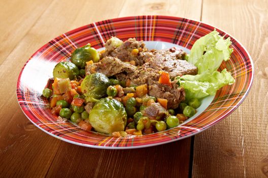 vegetables with spices and mincemeat.closeup