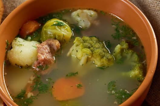 italian  farm-style country vegetables  soup with broccoli 