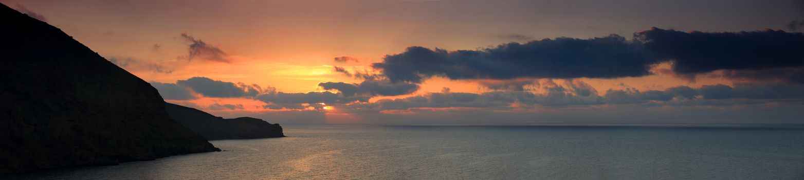 sunrise in the mountains. Mountain Meganom, Crimea, Ukraine