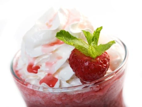 strawberries cocktail. closeup isolated on white background.