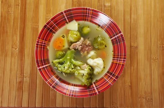 italian  farm-style country vegetables  soup with broccoli 