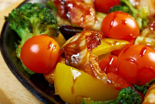 japanese food roast eel ( unagi ) with vegetable