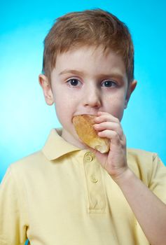  little boy  eats homemade pie 