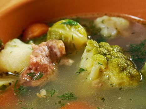 italian  farm-style country vegetables  soup with broccoli 