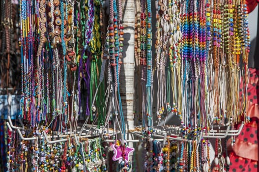 hanging bracelets in many colors so people can see them