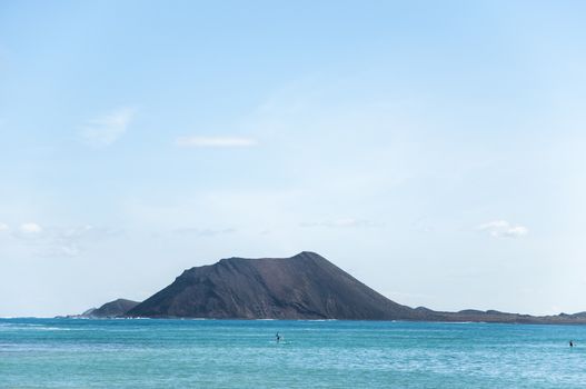 Lobos Island with volcano view from the boat