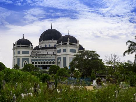 Medan's Great Mosque at Day. North Sumatra, Indonesia. 