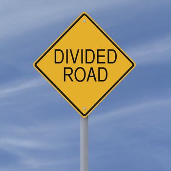 A road sign indicating a Divided Road