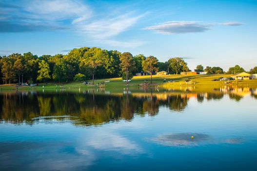 beautiful reflections on a fishing lake