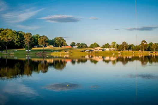 beautiful reflections on a fishing lake