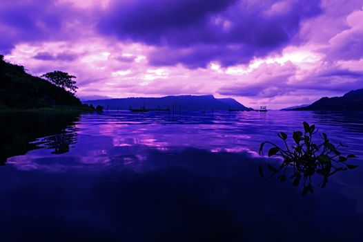 Early Morning on Lake Toba. Samosir Island, North Sumatra, Indonesia.