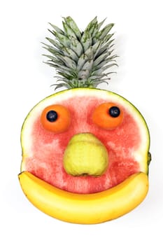 fruit face isolated over white background 