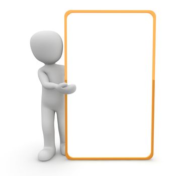 A character presented a large, orange border panel.