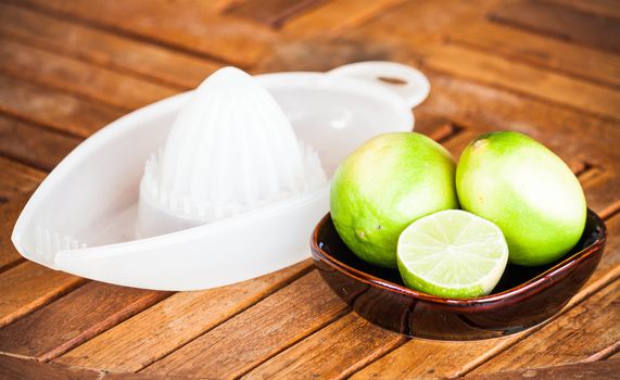 Fresh lime wholes and slice prepare for squash