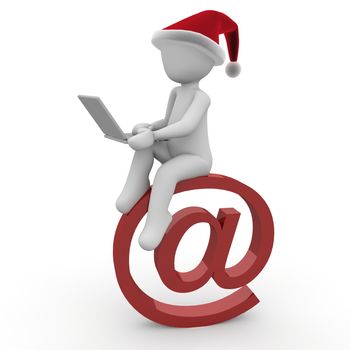 A character writes his friends many emails for christmas.