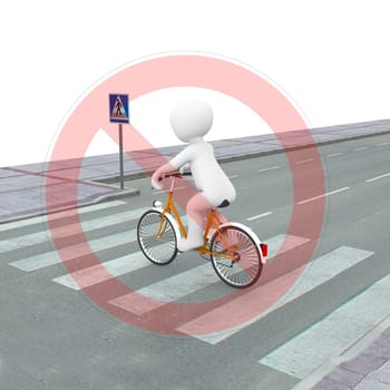A cyclist must not ride across the crosswalk.