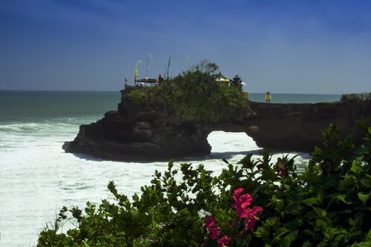 Place near Tanah Lot, Bali. Indonesia. Ocean beach. 