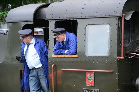 KROSNICE, DOLNY SLASK, POLAND - MAY 25: Restored narrow gauge railroad in Krosnice. Railwaymen prepare for the first run on 25 May 2013 in Krosnice, Poland.