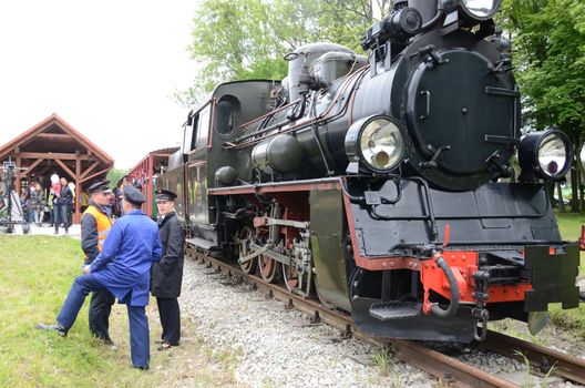 KROSNICE, DOLNY SLASK, POLAND - MAY 25: Restored narrow gauge railroad in Krosnice. Railwaymen prepare for the first run on 25 May 2013 in Krosnice, Poland.