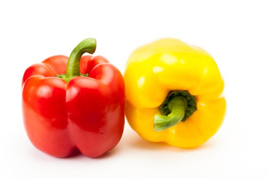 colorful bell peppers isolated on white background