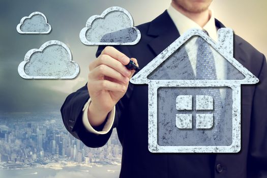 Cloud computing, technology connectivity home concept 